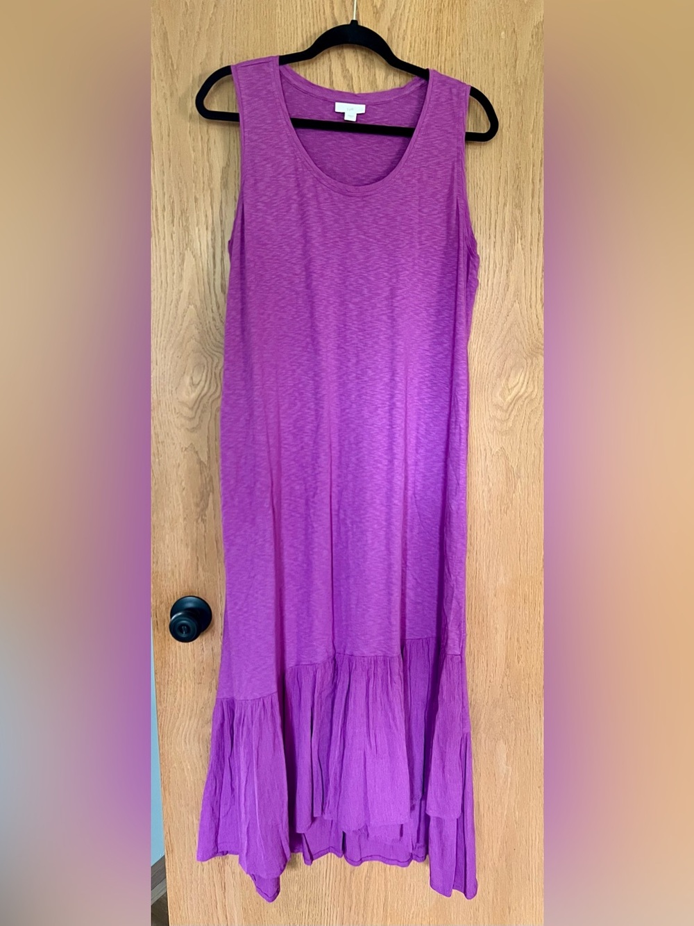 J Jill Mixed-Media Flounced-Hem Knit Dress in Berry Size Large